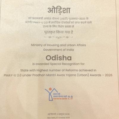 MoHUA honours Odisha for reform-driven urban housing implementation